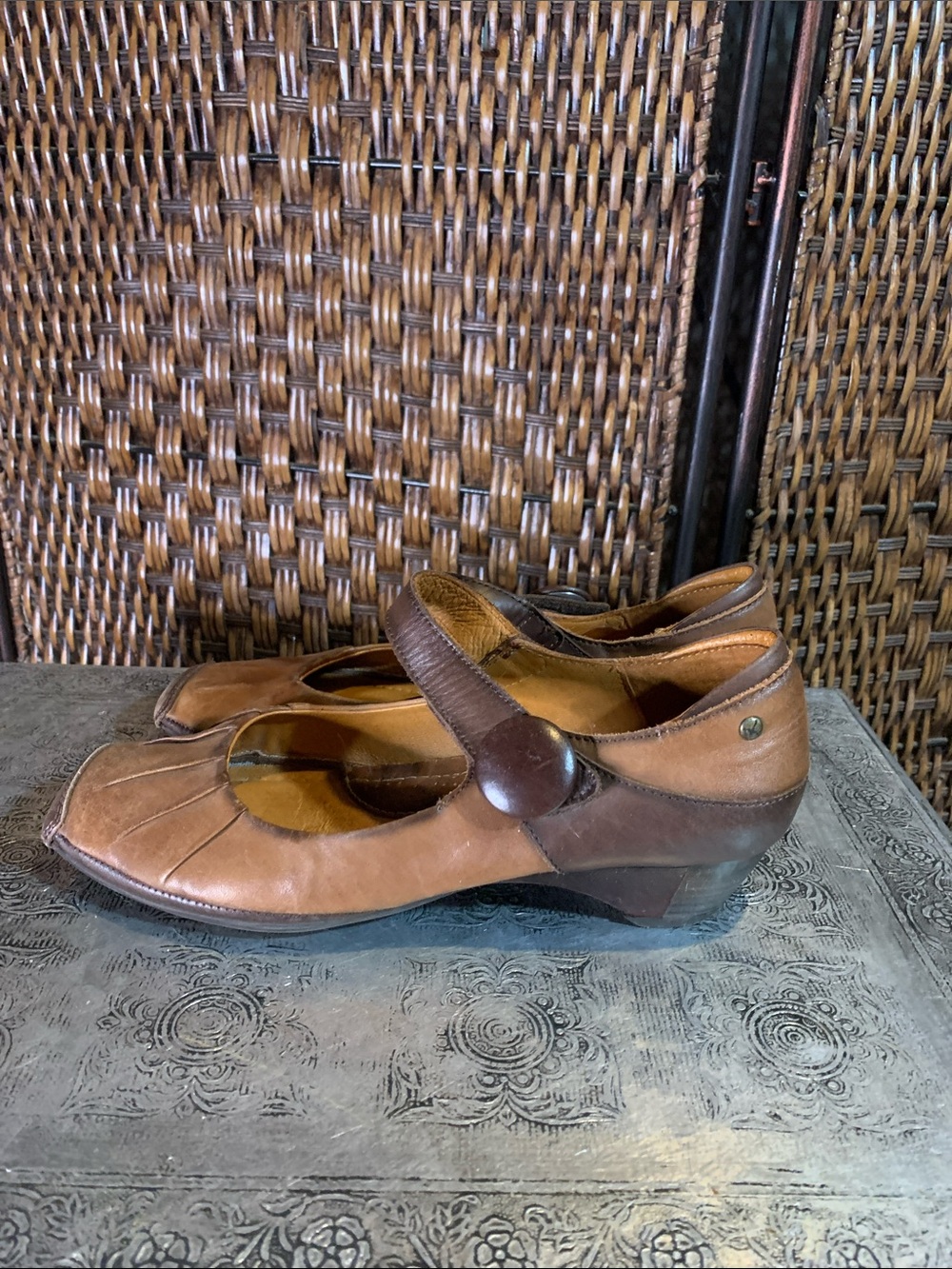Pikolinos Leather Mary Jane Wedges Size 8.5